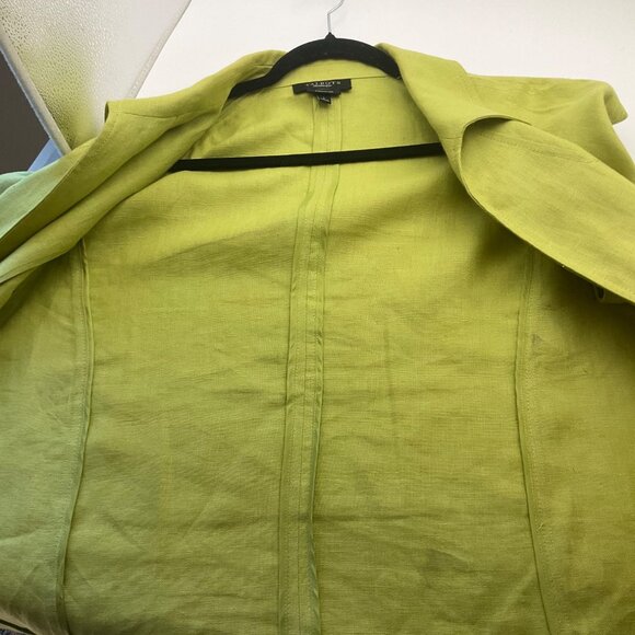 Talbots Large Jacket Blazer Lime Green Chartreuse Pure Irish Linen Old Money - Picture 10 of 11